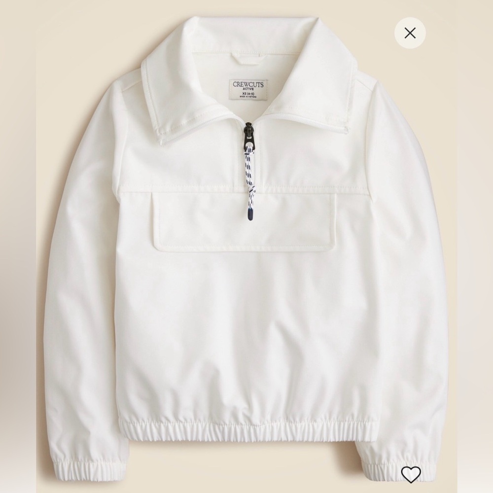 J. Crew Crewcuts Girls Active White Half-Zip Pullover Anorak Sz XXL (14-16) NEW